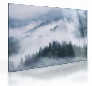 Tablou pe sticlă - Copacii în ceață (70x50 cm)