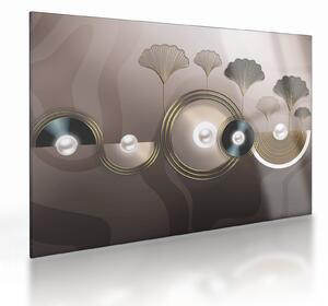 Tablou pe sticlă - Abstract maro-auriu (70x50 cm)