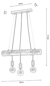 Tongo, lampă suspendată, dulie E27, 3 becuri, 60W, negru-brad cu baiț de nuc