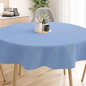 Goldea față de masă decorativă menorca - carouri mici albastre și albe - rotundă Ø 80 cm