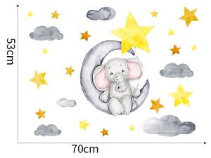 Autocolant de perete „Elefant pe lună” 70x53cm