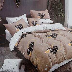 Lenjerie de pat din bumbac bej TABITA + husa de perna 40 x 50 cm gratuit