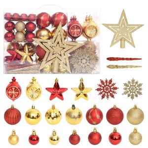 Set globuri de Crăciun, 108 piese, auriu și roșu