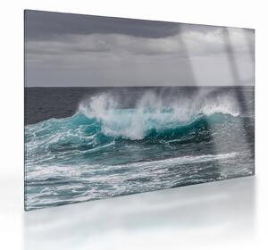 Tablou pe sticlă - Valuri pe ocean (70x50 cm)