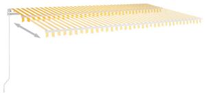 Copertină retractabilă manual cu LED, galben și alb, 600x350 cm