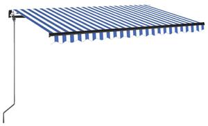 Copertină retractabilă manual, albastru și alb, 450x350 cm