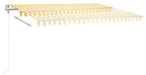Copertină automată cu LED&senzor vânt, galben/alb, 450x350 cm