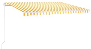 Copertină retractabilă manual, galben și alb, 450x350 cm