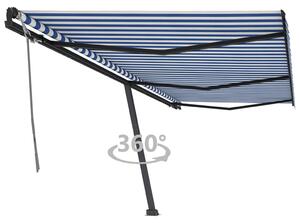 Copertină autonomă retractabilă manual albastru/alb 600x350 cm
