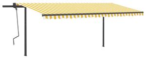 Copertină retractabilă manual, cu LED, galben & alb, 5x3 m