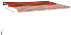 Copertină retractabilă manual, cu LED, portocaliu&maro, 5x3 m
