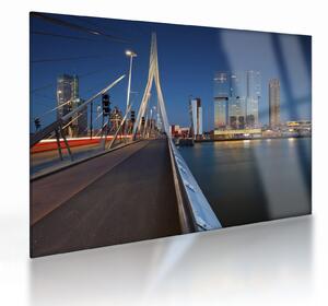 Tablou pe sticlă - Amurg în Rotterdam, Olanda (70x50 cm)