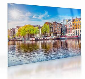 Tablou pe sticlă - Case dansatoare, Amsterdam (70x50 cm)