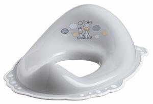 BISK Erga 4 KIDS, scaun toaleta pentru copii Zebra cu cauciuc anti-alunecare, gri, ERG-08315