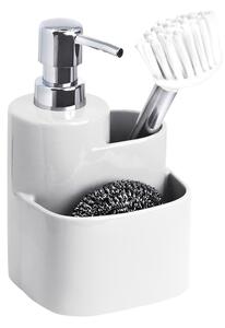 BISK Erga Basic, organizator de bucatarie ceramica cu dozator de detergent 3 buc, alb, ERG-07871