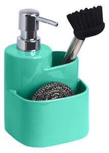 BISK Erga Basic, organizator bucatarie ceramica cu dozator de detergent 3 buc, turcoaz, ERG-07872