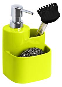 BISK Erga Basic, organizator de bucatarie ceramica cu dozator de detergent 3 buc, galben, ERG-07870