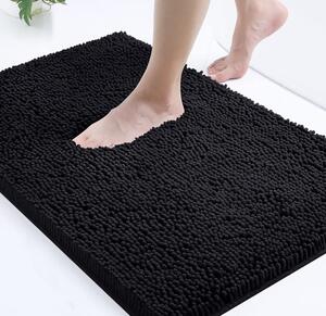 BISK Erga Basic, covoraș de baie 60x40 cm, model 6 Chenille Rolled, negru, ERG-08147