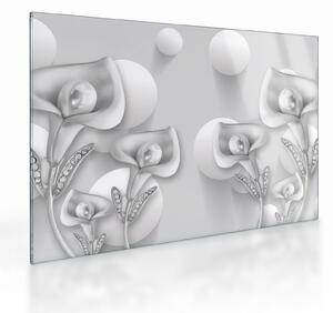 Tablou pe sticlă -Design flori (70x50 cm)