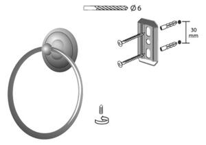 BISK Erga Deco, suport inel pentru prosoape, alamă antică, ERG-00414