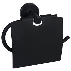 BISK Erga FOR YOU, suport hartie igienica cu capac, negru mat, ERG-08256