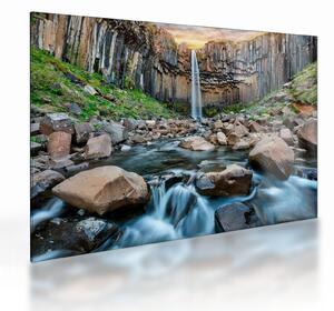 Tablou pe sticlă - Cascada Svartifoss, Islanda (70x50 cm)