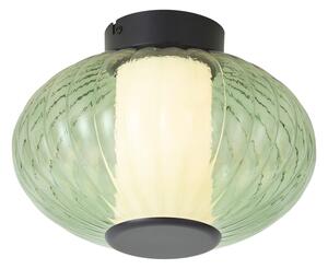 Plafonieră de design neagră 28 cm cu sticlă verde cu LED integrat reglabilă în 3 trepte - Margherite