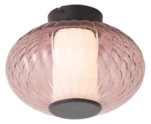 Plafonieră de design neagră 28cm cu sticlă mov incl. LED cu 3 trepte de intensitate luminoasă - Margherite