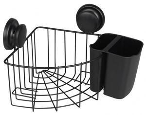 Erga Gavi, cos de baie coltar pentru cosmetice 21x21x12 cm pentru ventuze, negru mat, ERG-YKA-CH.GAVI-PP-KN-BLK