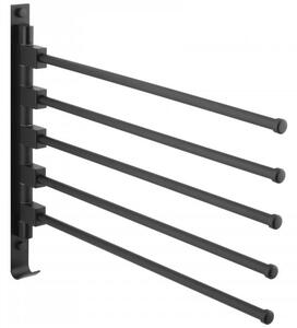 Erga Kamer, suport pentru prosoape cu 5 brațe 45x37 cm, negru mat, ERG-YKA-CH.KAMER-BLK