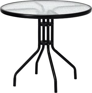 Masa gradina rotunda cu blat de sticla ISLAND 90 cm, negru