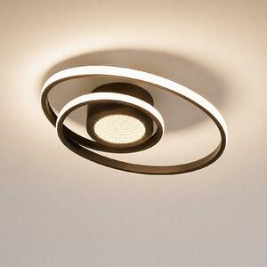 Lindby plafonieră LED Thalina, 45cm, dimabil, Infinity Tunnel, reglabil, Negru, Camera de zi / sufragerie, Metal, Modern