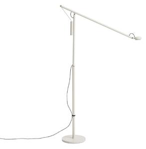 HAY Lampadar LED Fifty-Fifty, gri, înălțime 135 cm, dimabil., reglabil, Gri, Camera de zi / sufragerie, Aluminiu, Design