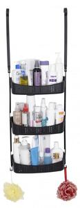Erga Wiki, coș de baie, organizator suspendat 31x88 cm cu ventuze, 3 rânduri, negru mat, ERG-YKA-CH.WIKI-3-BLK