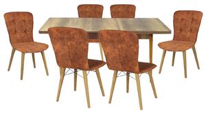 Set masă extensibilă Aris Nuc cu 6 scaune Artur Cărămiziu