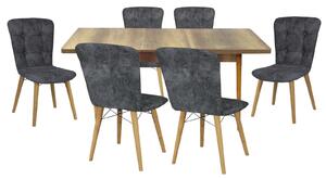 Set masă extensibilă Aris Nuc cu 6 scaune Artur Gri Închis