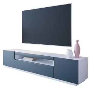 MEBLINE Comodă pentru televizor DONE alb / albastru marin