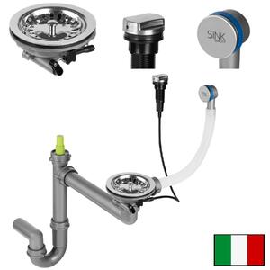 Mexen Fisc Italiana, sifon cu dop automat de gunoi pentru chiuveta de bucatarie granit cu 1 camera, crom, 66911-00