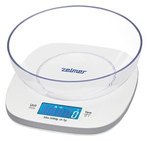 Cantar de bucatarie Zelmer ZKS1450, 1g - 5KG, display LCD, touch, functie tara, bol inclus, alb