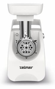 Masina de tocat carne Zelmer ZMM9801B, 2200W, 3 kg/min, 3 site, cutit reversibil, accesoriu carnati, storcator lent, maner transport, alb