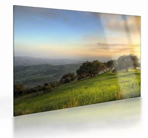 Tablou pe sticlă - Privire de pe deal (70x50 cm)
