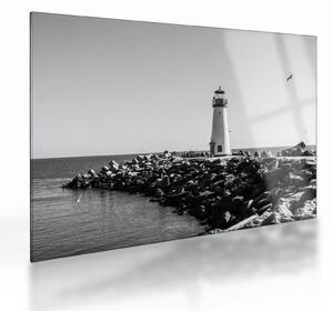 Tablou pe sticlă - Far de pe coastă, Santa Cruz, California (70x50 cm)