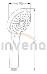 Invena Dafni, cap de duș manual cu 3 funcții rotund, alb-crom, INV-AS-02-002-X