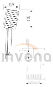Invena Patras, set de duș de mână cu 1 punct, negru mat, INV-AU-31-M04-G