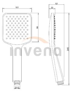 Invena Trend, cap de dus manual cu 1 functie, negru, INV-AS-91-004-S