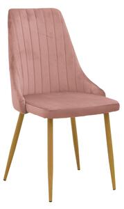 Scaun Bucatarie/Dining Azmer Catifea Roz, Picioare Metalice Finisaj Lemn