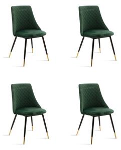 Set 4 Scaune Bucatarie/Dining Grysell Catifea Verde Picioare Negre-Auriu