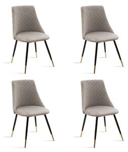 Set 4 Scaune Bucatarie/Dining Grysell Catifea Gri Picioare Negre-Auriu