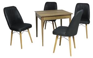 Set masă fixă Deco Nuc cu 4 scaune Atena Negru