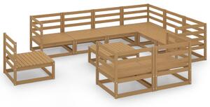 Set mobilier de grădină, 10 piese, maro miere, lemn masiv pin